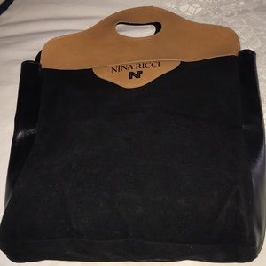 Vtg NINA RICCI Tote vegan leather and vegan suede